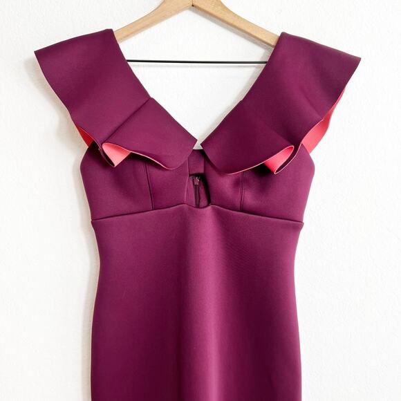 GIANNI BINI RUFFLE V-NECK RAISIN RUST WOMEN MIRANDA DRESS SIZE 8 BRAND NEW - Picture 5 of 5